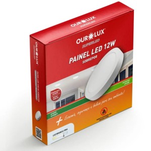 Painel Led Sobrepor Super Eco Red.12W 6500K OUROLUX