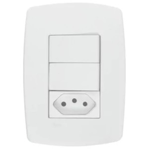 Interruptor Duplo e Tomada 10A Pérola RADIAL
